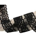 Dentelle élastique fleurs 25mm noir au mètre