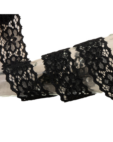 Elastische Spitzenblumen 25 mm schwarz pro Meter