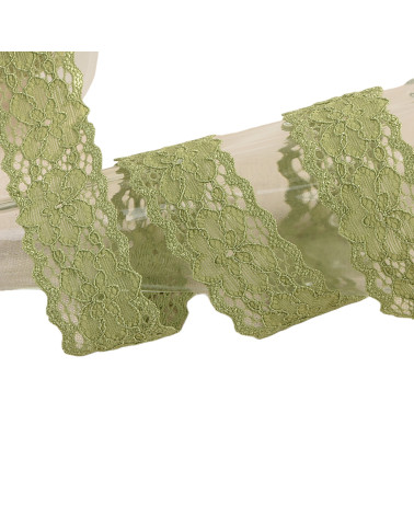 Elastische Spitzenblumen, 25 mm, Khaki pro Meter