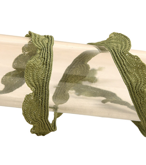 25m spool of scalloped braid 10mm Khaki Green