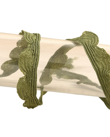 25m reel of 10mm scalloped braid, Khaki Green