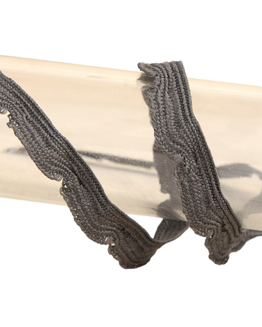 25m reel of 10mm dark grey scalloped braid