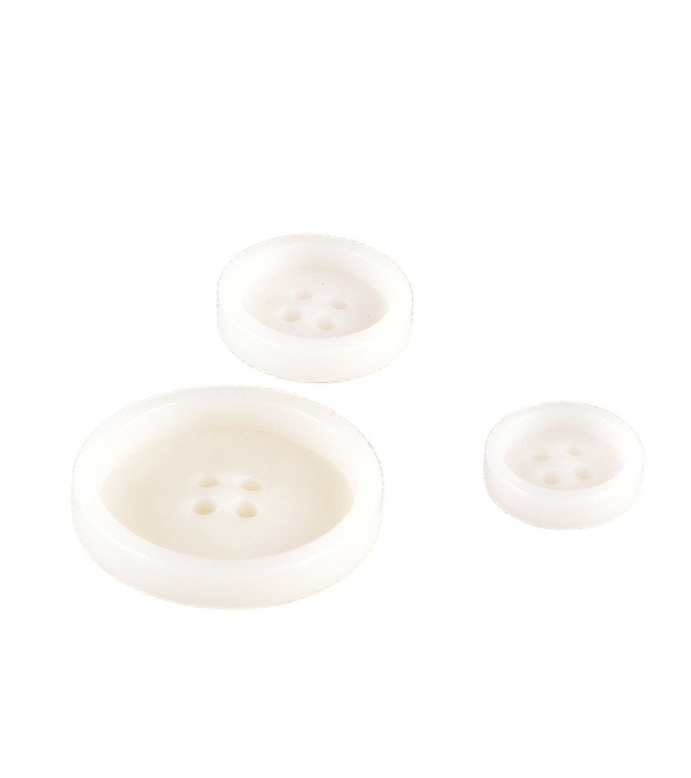 Lot de 6 boutons corozo 4 trous Blanc