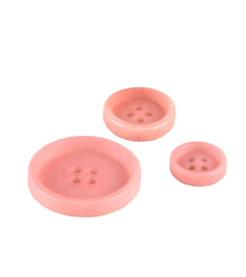 Lot de 6 boutons corozo 4 trous Rose poudré