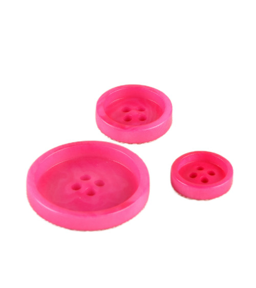 Lot de 6 boutons corozo 4 trous Fuchsia