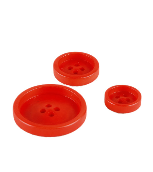 Lot de 6 boutons corozo 4 trous Rouge