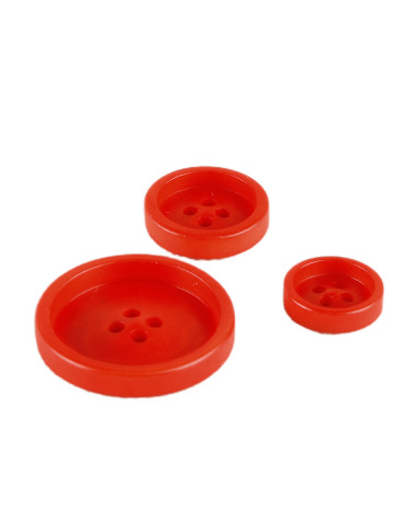 Set mit 6 Steinnussknöpfen mit 4 Löchern, Rot