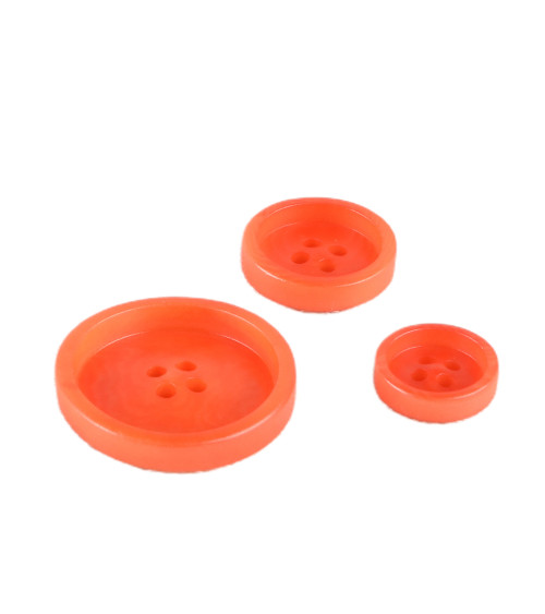 Lot de 6 boutons corozo 4 trous Orange