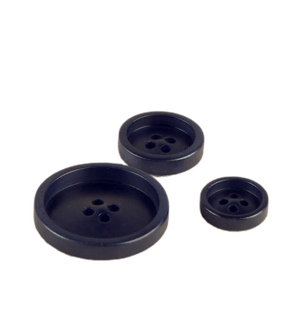 Lot de 6 boutons corozo 4 trous Bleu Marine