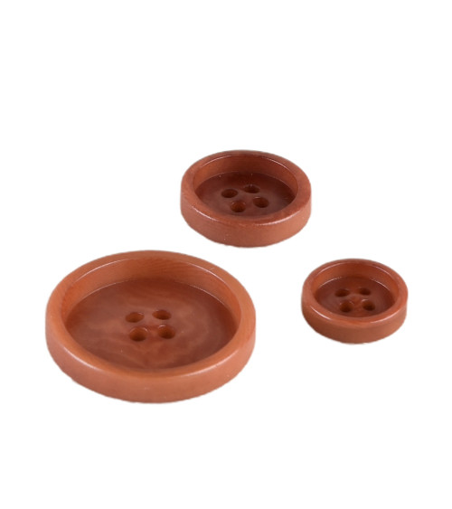 Lot de 6 boutons corozo 4 trous Marron Havane