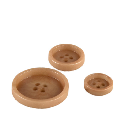 Lot de 6 boutons corozo 4 trous Beige Antilope