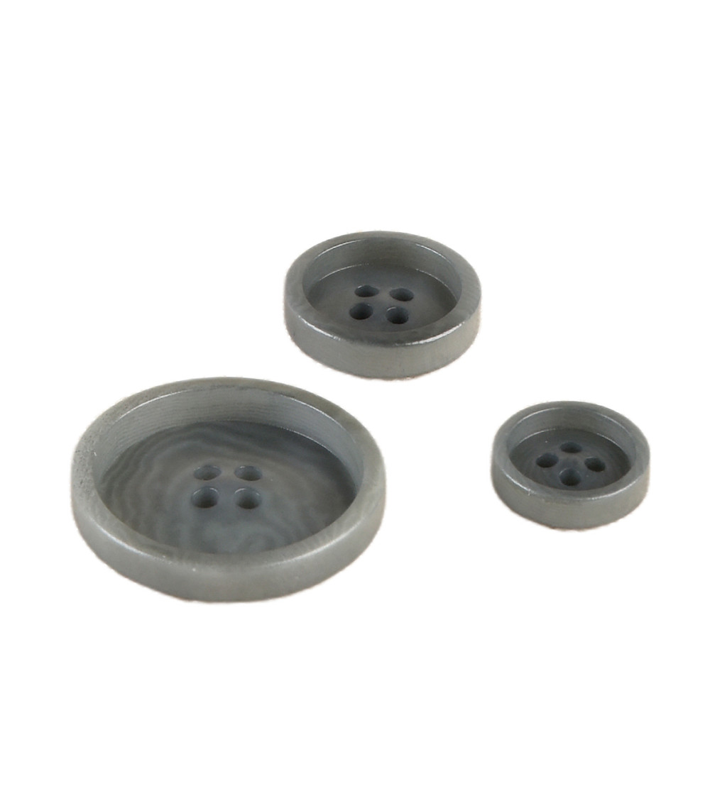 Lot de 6 boutons corozo 4 trous Gris Anthracite