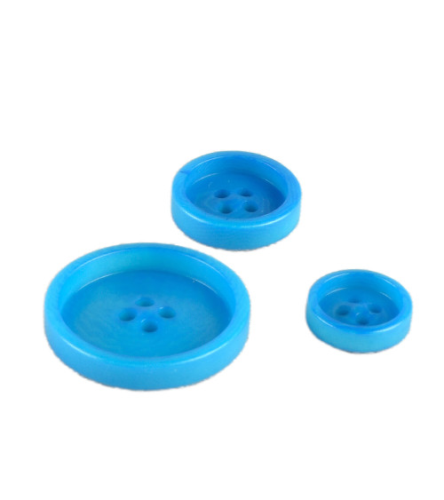 Lot de 6 boutons corozo 4 trous Turquoise