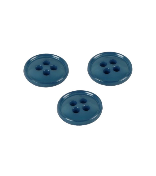 Bouton 4 trous nylon recylé bleu pétrole 11mm