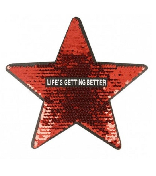 Large format sequin iron-on patch Silver star