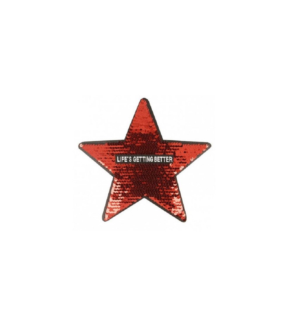 Large format sequin iron-on badge Silver star