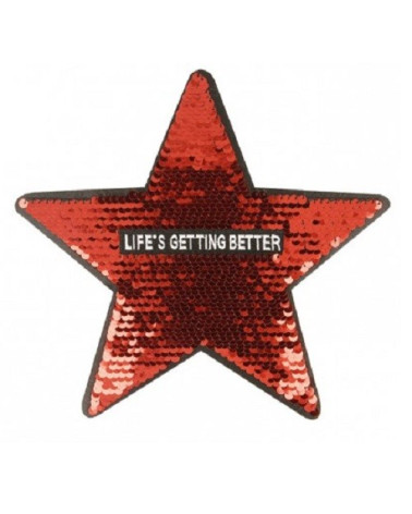 Large format sequin iron-on badge Silver star