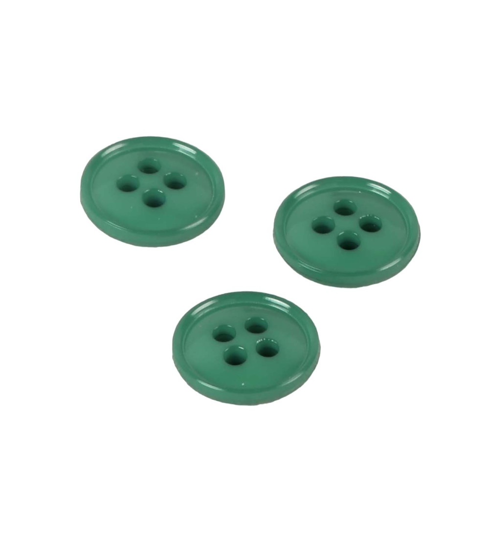 Lot de 6 boutons 4 trous nylon recylé bleu canaries 11mm