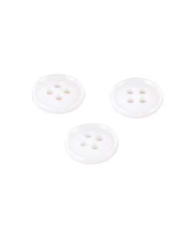 Set mit 6 Knöpfen, 4 Löcher, recyceltes Nylon, weiß, 11 mm