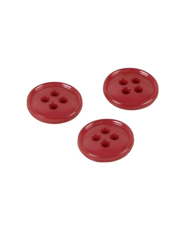 Set of 6 buttons 4 holes recycled nylon red 11mm