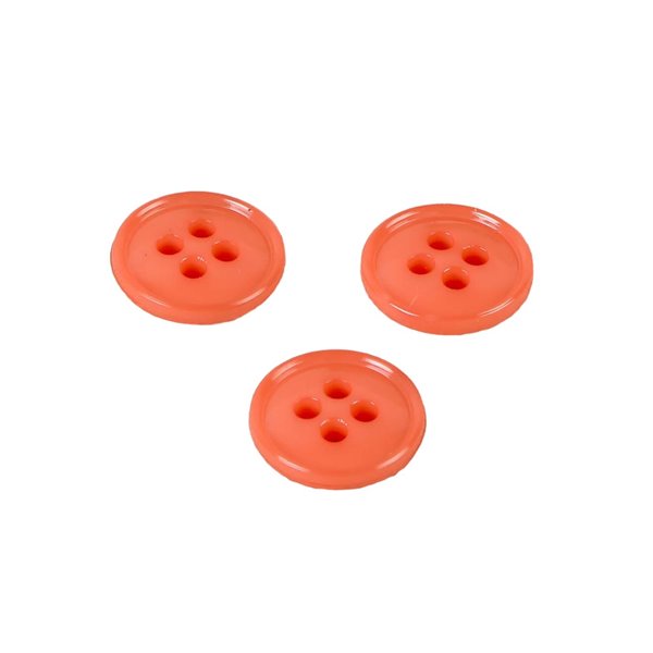 Lot de 6 boutons 4 trous nylon recylé orange 11mm