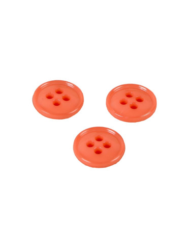 Set of 6 buttons 4 holes recycled nylon orange 11mm