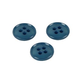 Lot de 6 boutons 4 trous nylon recylé bleu pétrole 11mm