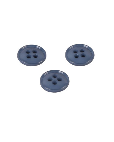 Set of 6 buttons 4 holes recycled nylon royal blue 11mm