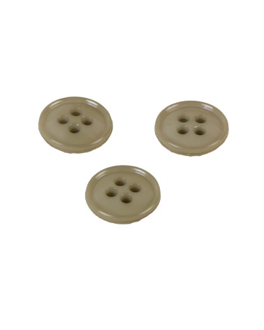 Set mit 6 Knöpfen, 4 Löcher, recyceltes Nylon, Khaki, 11 mm