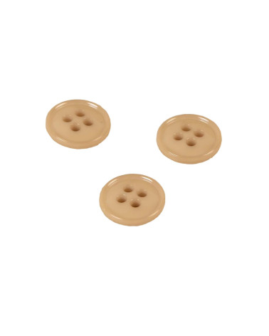 Set of 6 buttons 4 holes recycled nylon antelope beige 11mm