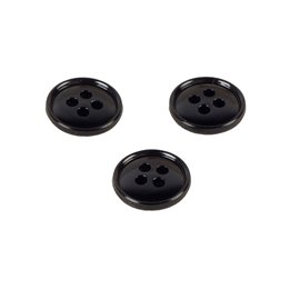 Lot de 6 boutons 4 trous nylon recylé noir 11mm