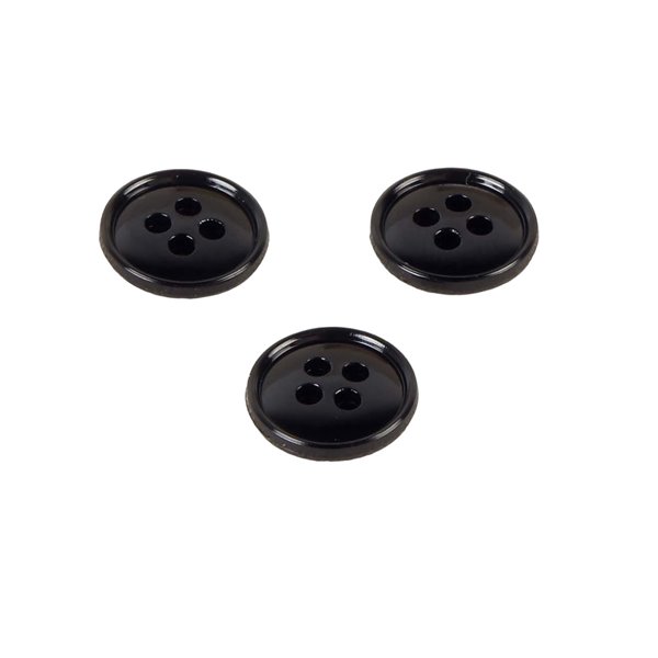 Lot de 6 boutons 4 trous nylon recylé noir 11mm