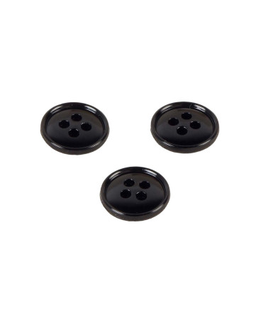 Set of 6 buttons 4 holes recycled nylon black 11mm