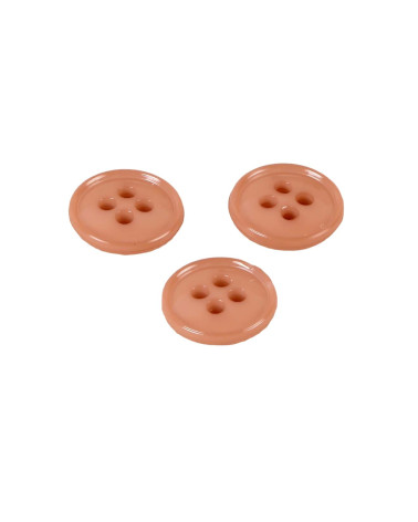 Set mit 6 Knöpfen, 4 Löcher, recyceltes Nylon, indischrot, 11 mm