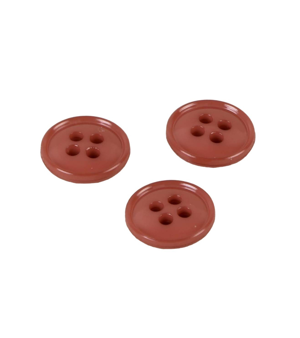 Lot de 6 boutons 4 trous nylon recylé rouille 11mm