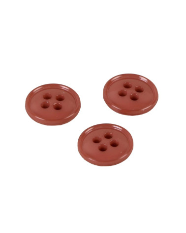 Set of 6 buttons 4 holes recycled nylon rust 11mm