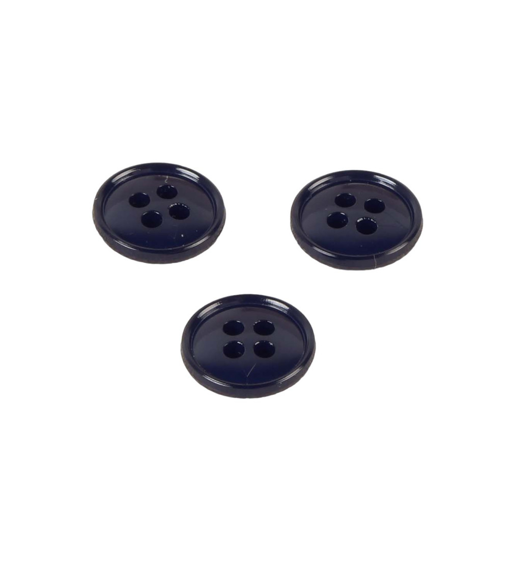Set of 6 buttons 4 holes recycled nylon navy blue 11mm