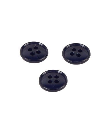 Set of 6 buttons 4 holes recycled nylon navy blue 11mm