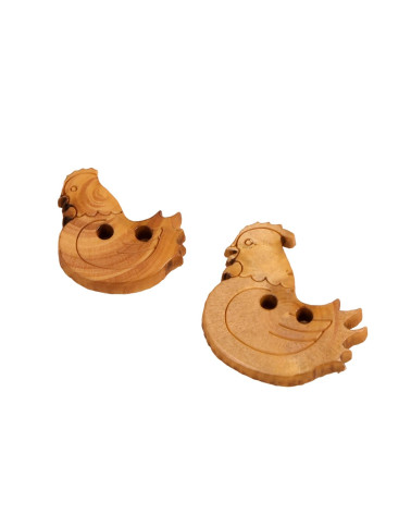 Bouton bois enfants poule