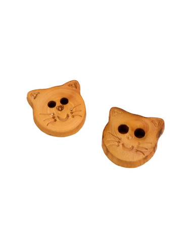 Bouton bois enfants chat