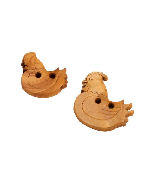 Lot de 6 boutons bois enfants poule