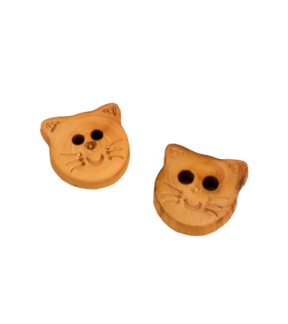 Lot de 6 boutons bois enfants chat