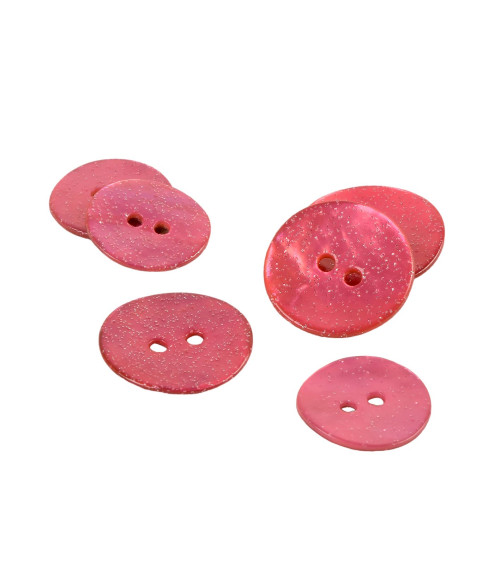 Lot de 6 boutons nacre paillettes fuchsia