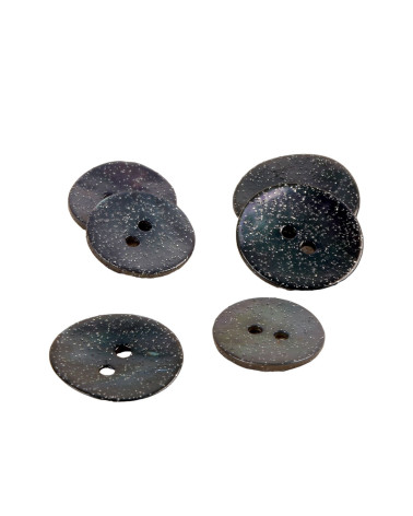 Set of 6 mother-of-pearl buttons with anthracite gray glitter