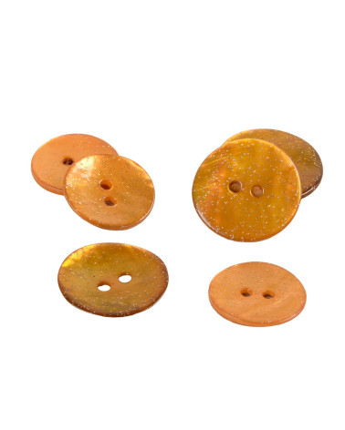 Set aus 6 Perlmuttknöpfen mit senffarbenem Glitzer
