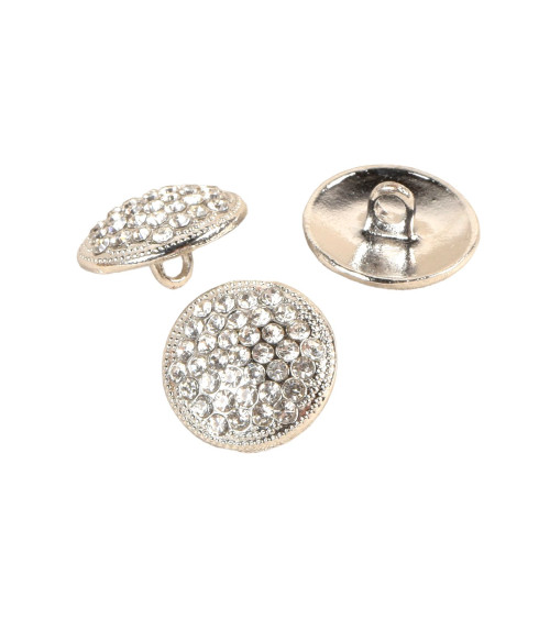 White rhinestone button 17mm