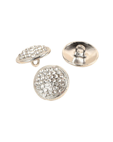 White rhinestone button 17mm