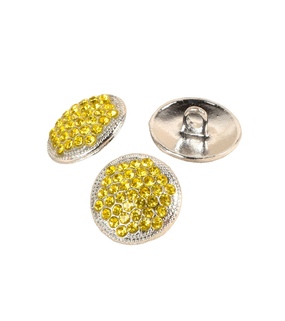 Bouton strass jaune 17mm