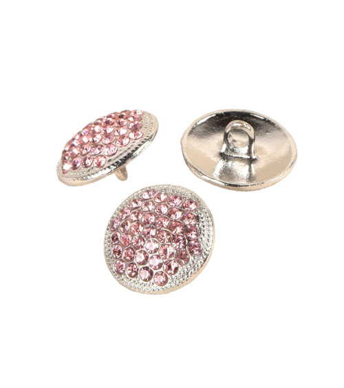 Bouton strass rose 17mm