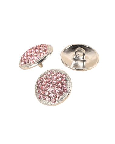 Pink rhinestone button 17mm